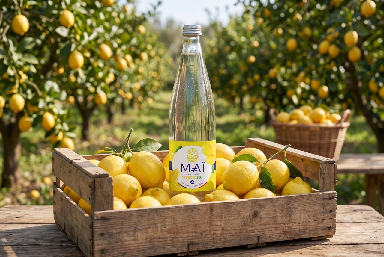Maï Infusion Citron Bio au cœur d'un verger de citronniers